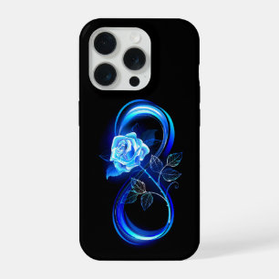 Glowing infinity with blue rose iPhone 15 pro case