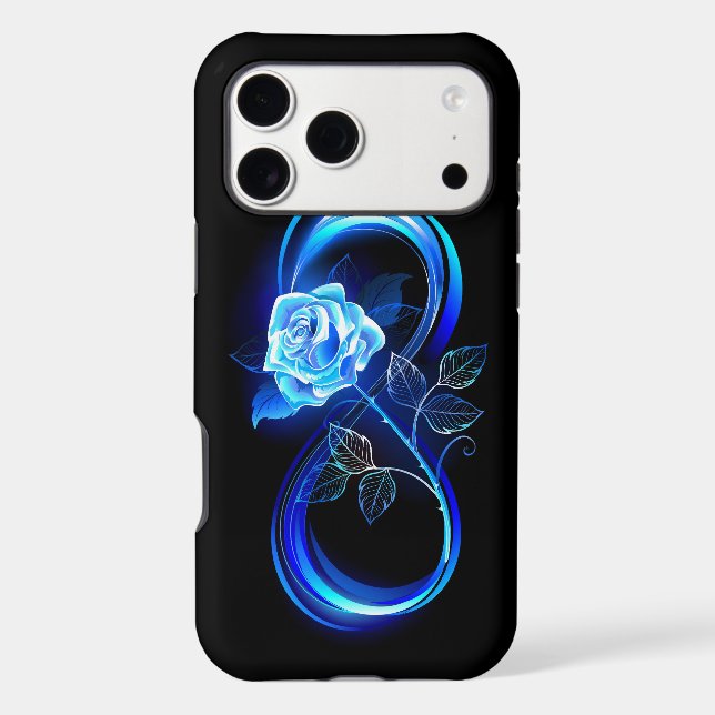 Glowing infinity with blue rose iphone case (Back)