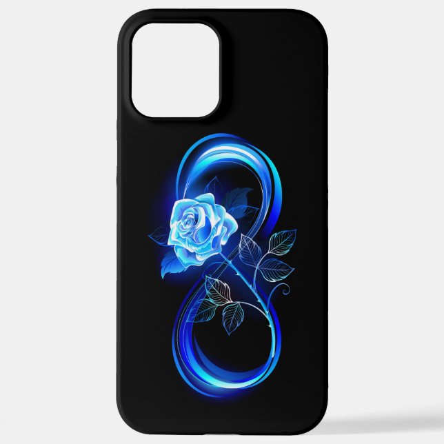Glowing infinity with blue rose iPhone case (Back)