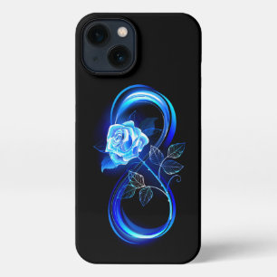 Glowing infinity with blue rose iPhone 13 case