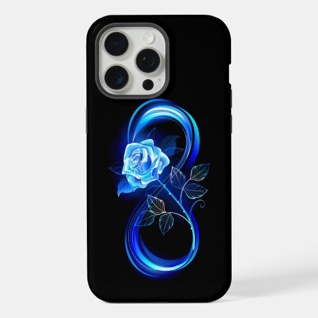 Glowing infinity with blue rose iphone case (Back)