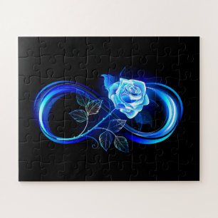 Glowing infinity with blue rose jigsaw puzzle