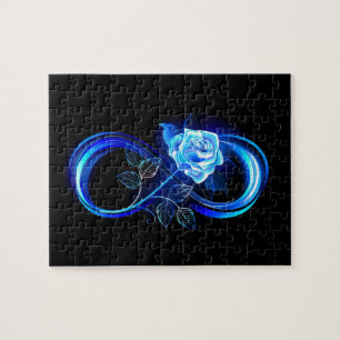 Glowing infinity with blue rose jigsaw puzzle