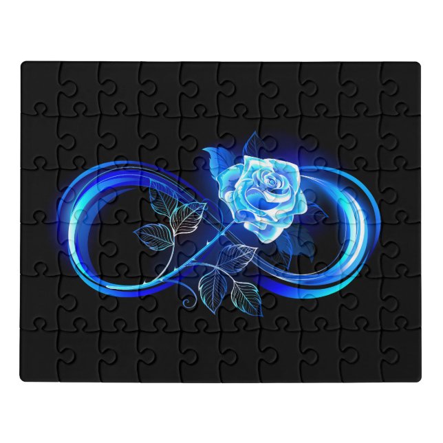 Glowing infinity with blue rose jigsaw puzzle (Puzzle Horizontal)