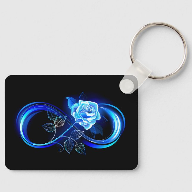 Glowing infinity with blue rose keychain (Front)