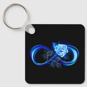 Glowing infinity with blue rose keychain