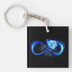 Glowing infinity with blue rose keychain