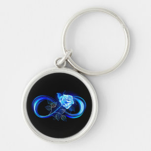 Glowing infinity with blue rose keychain