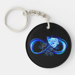 Glowing infinity with blue rose keychain