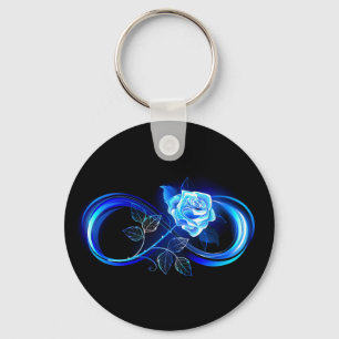Glowing infinity with blue rose keychain