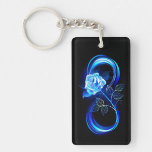 Glowing infinity with blue rose keychain