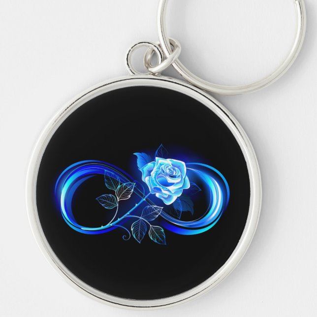 Glowing infinity with blue rose keychain (Front)