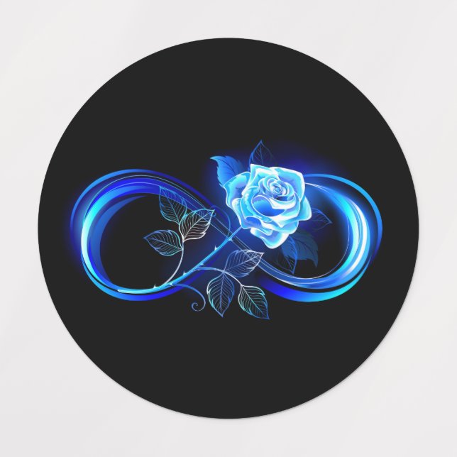 Glowing infinity with blue rose kids' labels (Design 1)