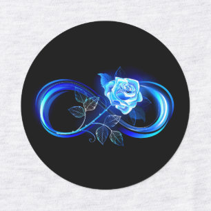 Glowing infinity with blue rose kids' labels