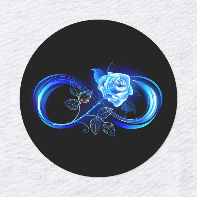 Glowing infinity with blue rose kids' labels (Design 1)