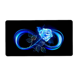 Glowing infinity with blue rose label