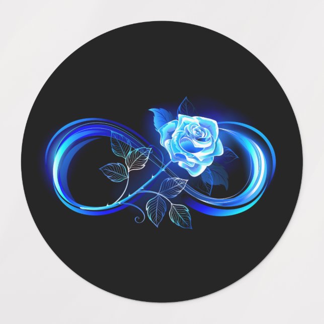 Glowing infinity with blue rose labels (Design 1)