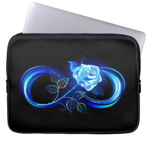 Glowing infinity with blue rose laptop sleeve
