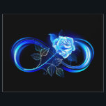 Glowing infinity with blue rose letterhead<br><div class="desc">Luminous infinity symbol with glowing,  beautiful,  lushly blooming rose made of blue flames on black background.</div>