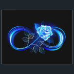Glowing infinity with blue rose letterhead<br><div class="desc">Luminous infinity symbol with glowing,  beautiful,  lushly blooming rose made of blue flames on black background.</div>