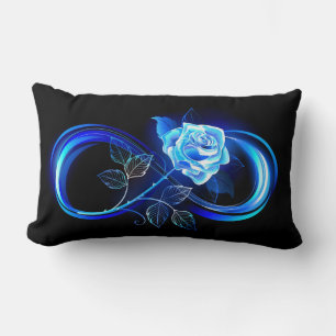 Glowing infinity with blue rose lumbar pillow