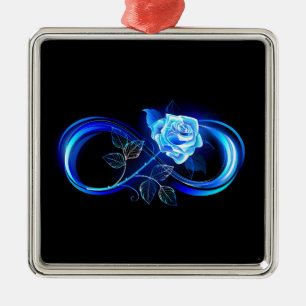 Glowing infinity with blue rose metal ornament
