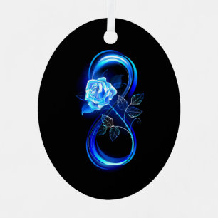 Glowing infinity with blue rose metal ornament