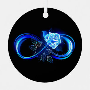 Glowing infinity with blue rose metal ornament
