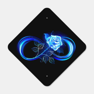 Glowing infinity with blue rose metal sign