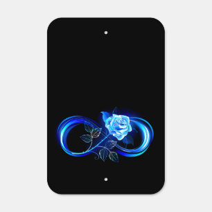 Glowing infinity with blue rose metal sign