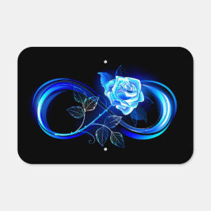 Glowing infinity with blue rose metal sign