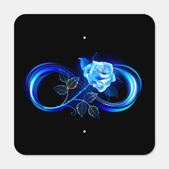 Glowing infinity with blue rose metal sign (Front)
