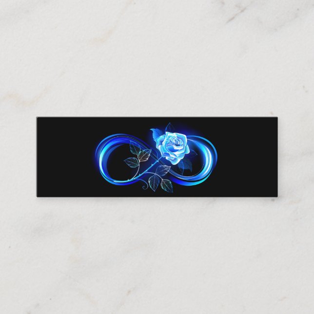Glowing infinity with blue rose mini business card (Front)