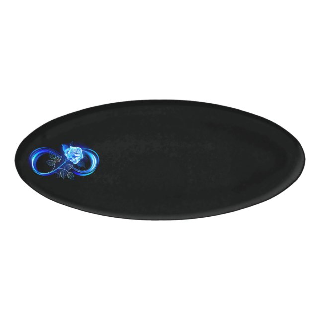 Glowing infinity with blue rose name tag (Front)