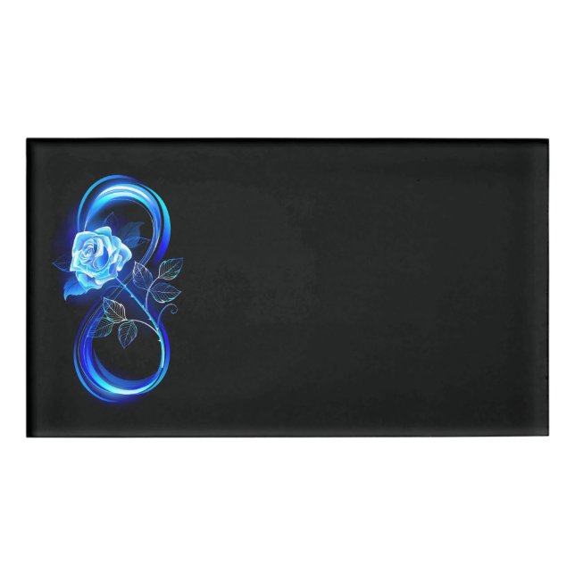 Glowing infinity with blue rose name tag (Front)