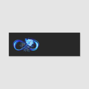 Glowing infinity with blue rose name tag