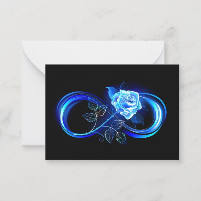 Glowing infinity with blue rose note card (Front)