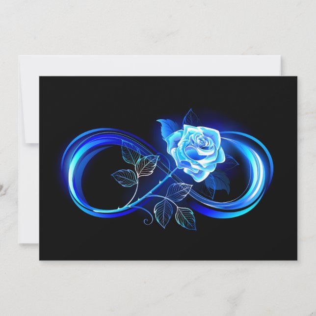 Glowing infinity with blue rose note card (Front)