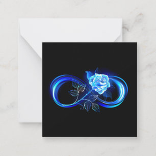 Glowing infinity with blue rose note card