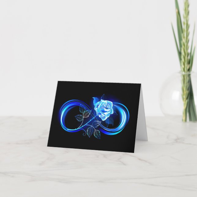 Glowing infinity with blue rose note card (Front)