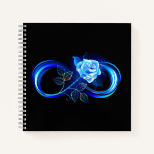 Glowing infinity with blue rose notebook