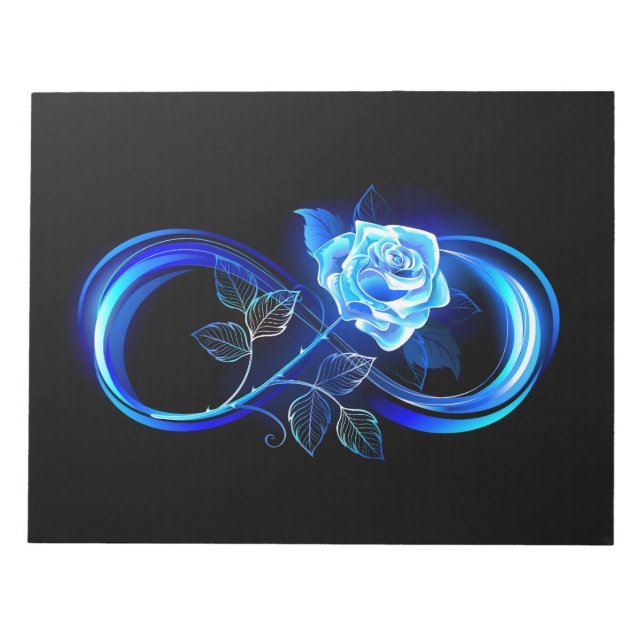 Glowing infinity with blue rose notepad (Front)