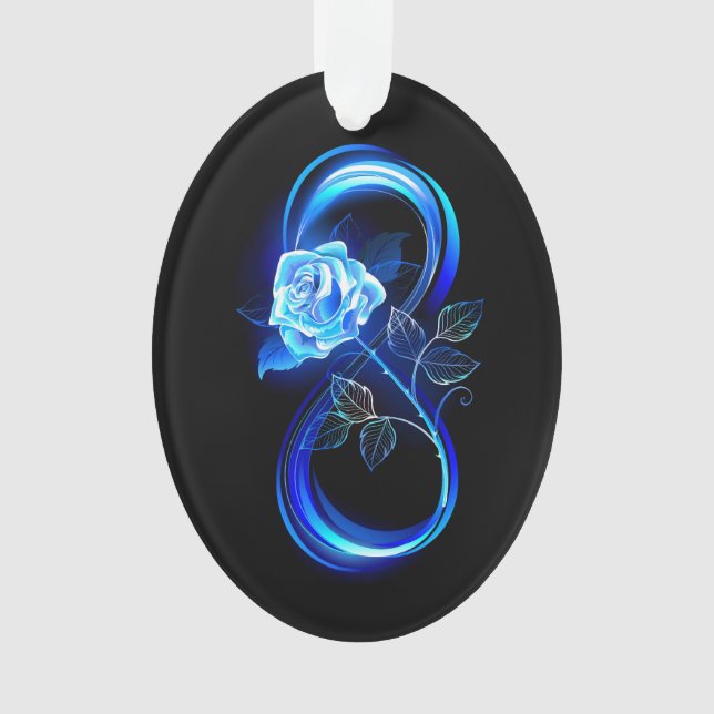Glowing infinity with blue rose ornament (Front)