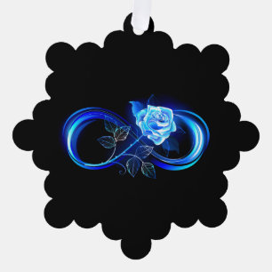 Glowing infinity with blue rose ornament card