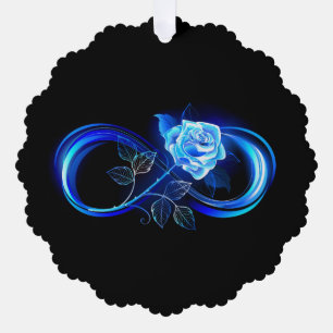 Glowing infinity with blue rose ornament card