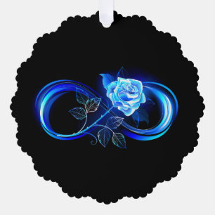Glowing infinity with blue rose ornament card