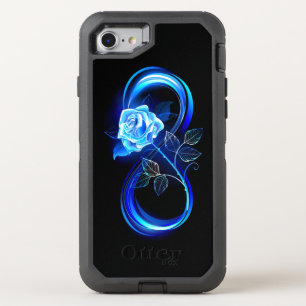Glowing infinity with blue rose OtterBox defender iPhone SE/8/7 case
