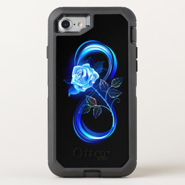 Glowing infinity with blue rose otterbox iPhone case (Back)