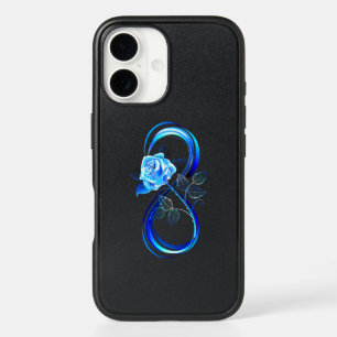 Glowing infinity with blue rose iPhone 16 case