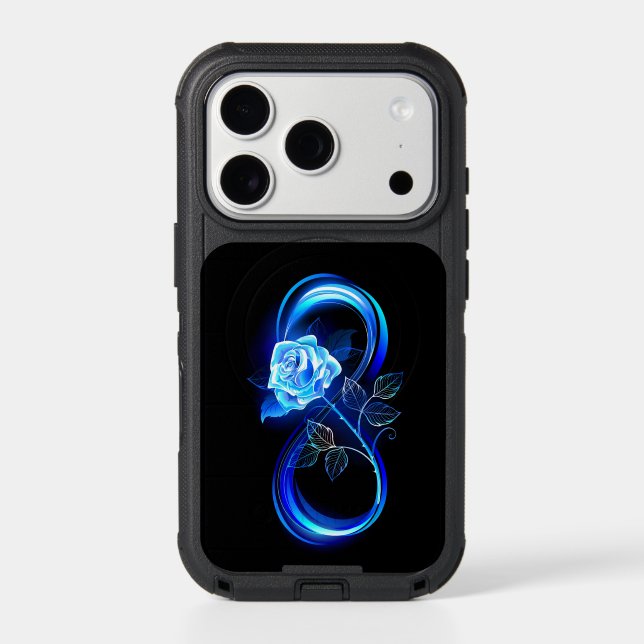Glowing infinity with blue rose otterbox iPhone case (Back)